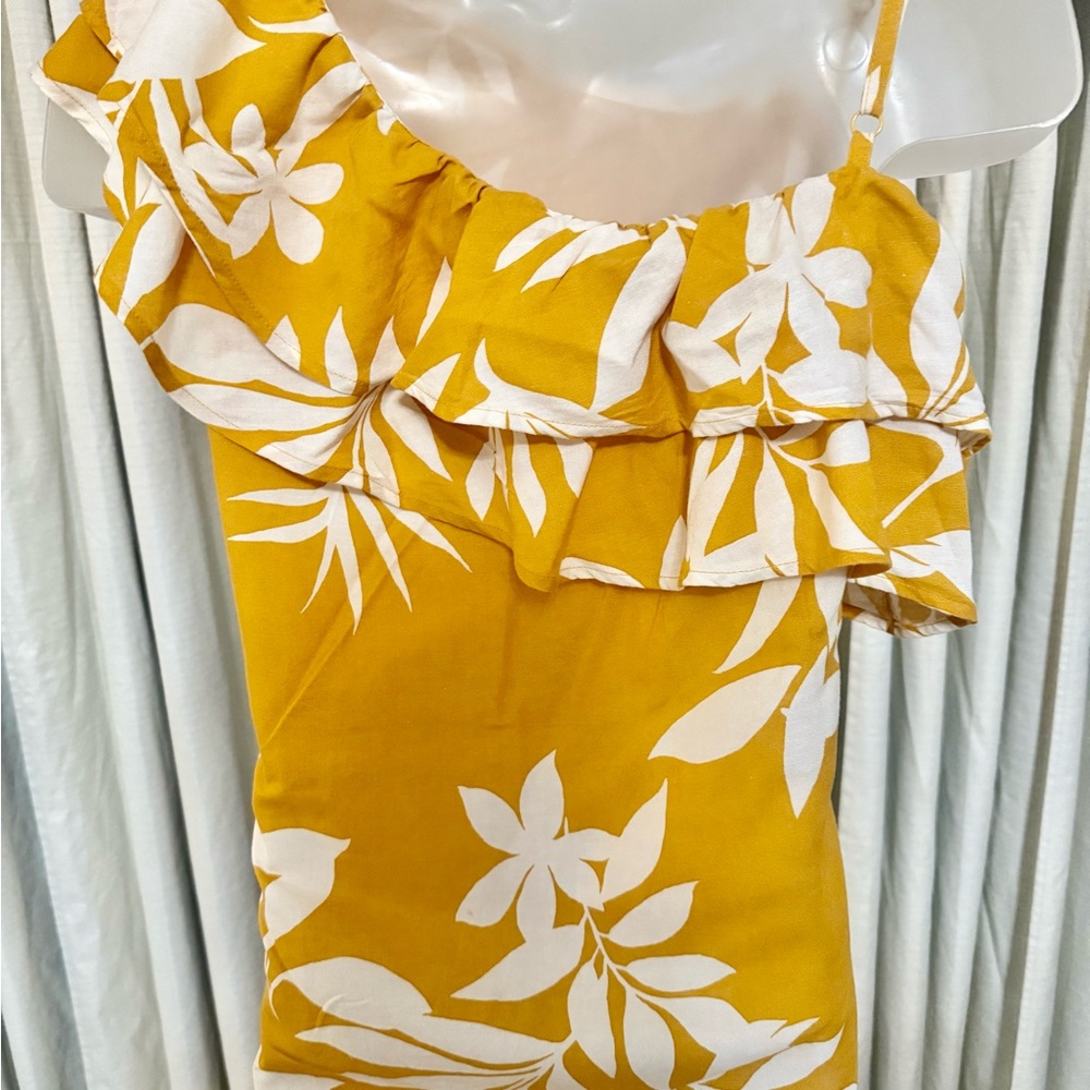 Yellow Floral Ruffle Top